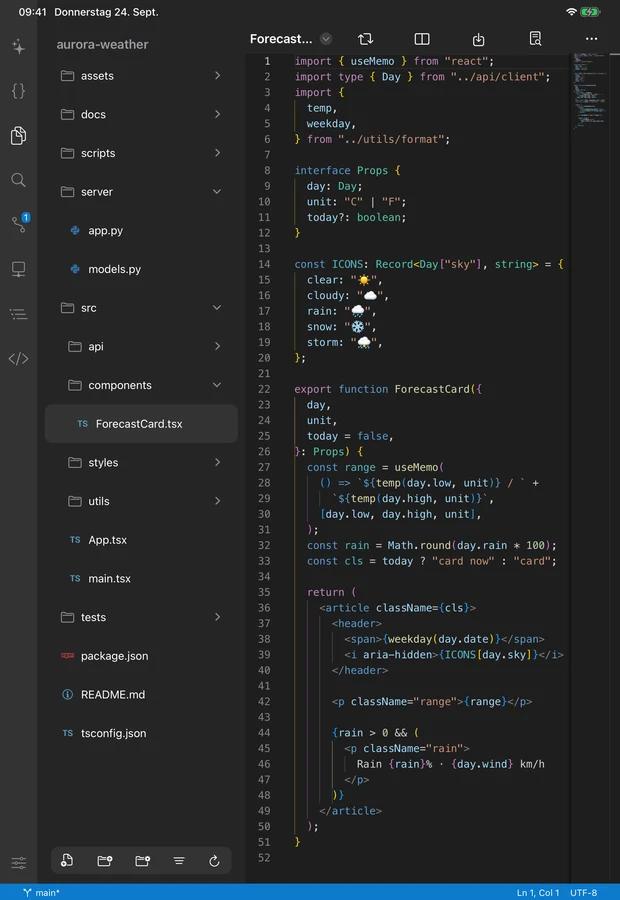 Dual-Engine aus Monaco + Runestone + Vim